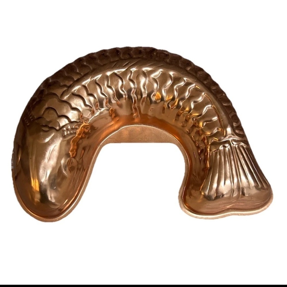 Vintage Copper Fish Mold French country Cottagecore 12”